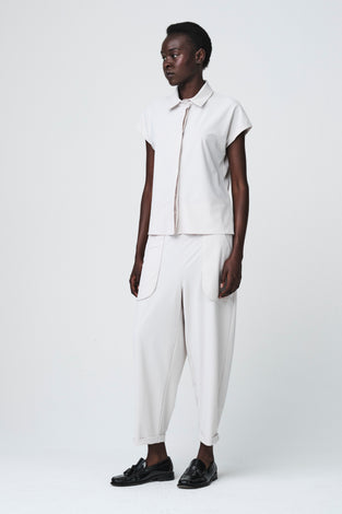 Wilma structure tech jersay blouse | Sand