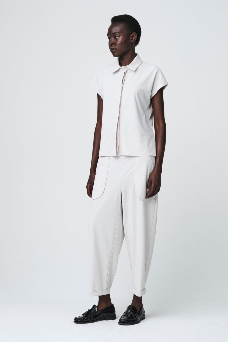 Wilma structure tech jersay blouse | Sand