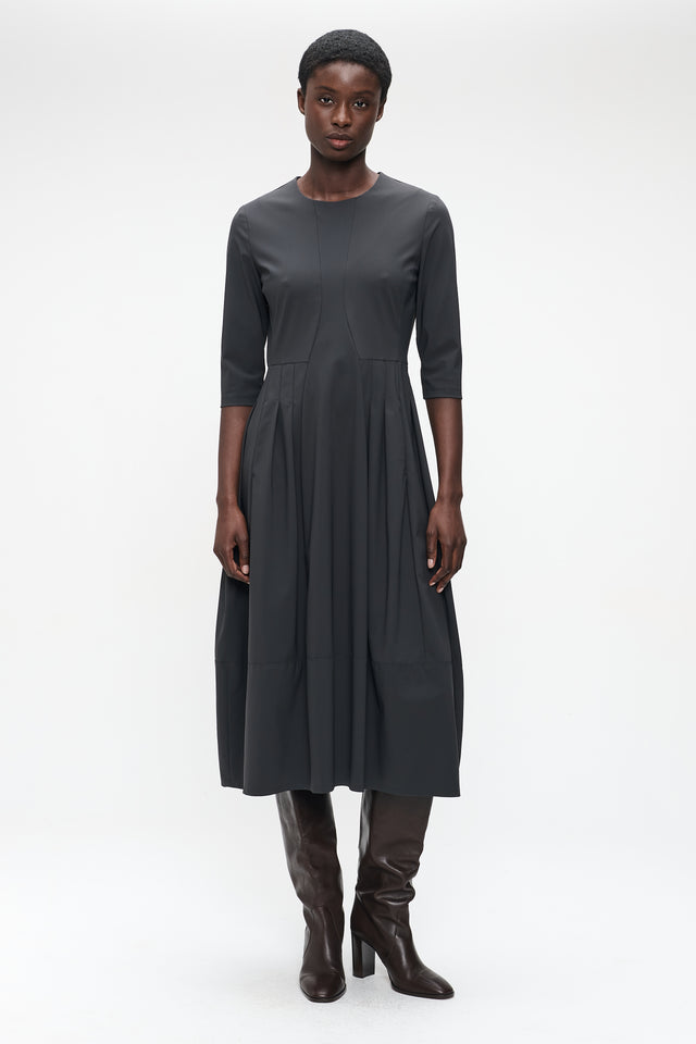 Heide tech jersay dress LS | Grey