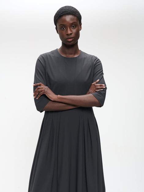 Heide tech jersay dress LS | Grey