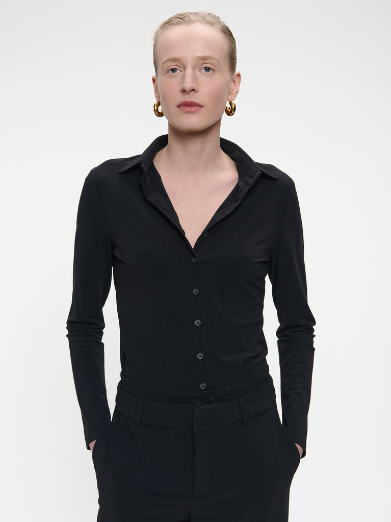 Kikkie blouse brush tech jersey | Black