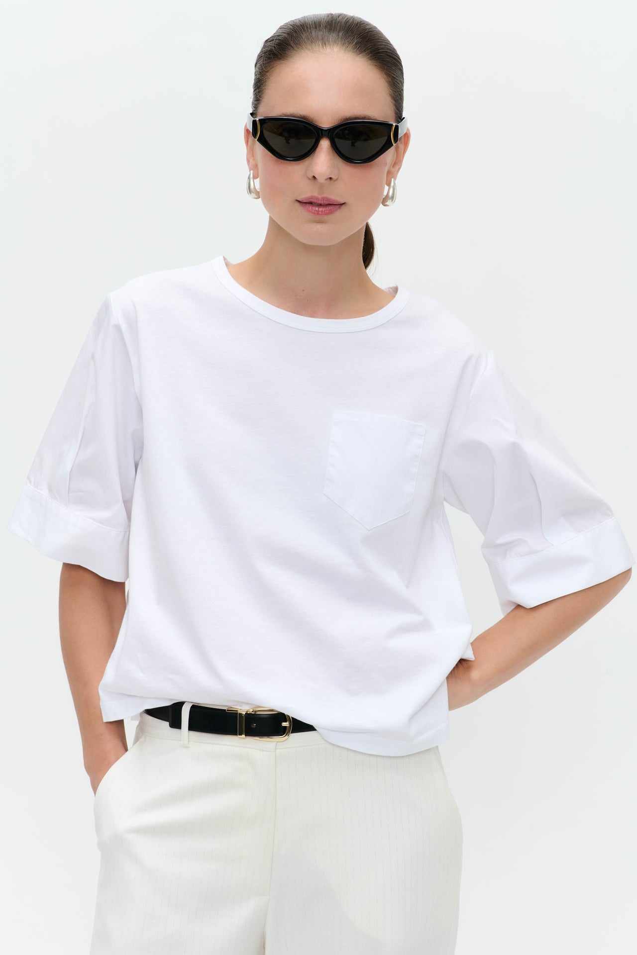 Molly mix cotton top | White