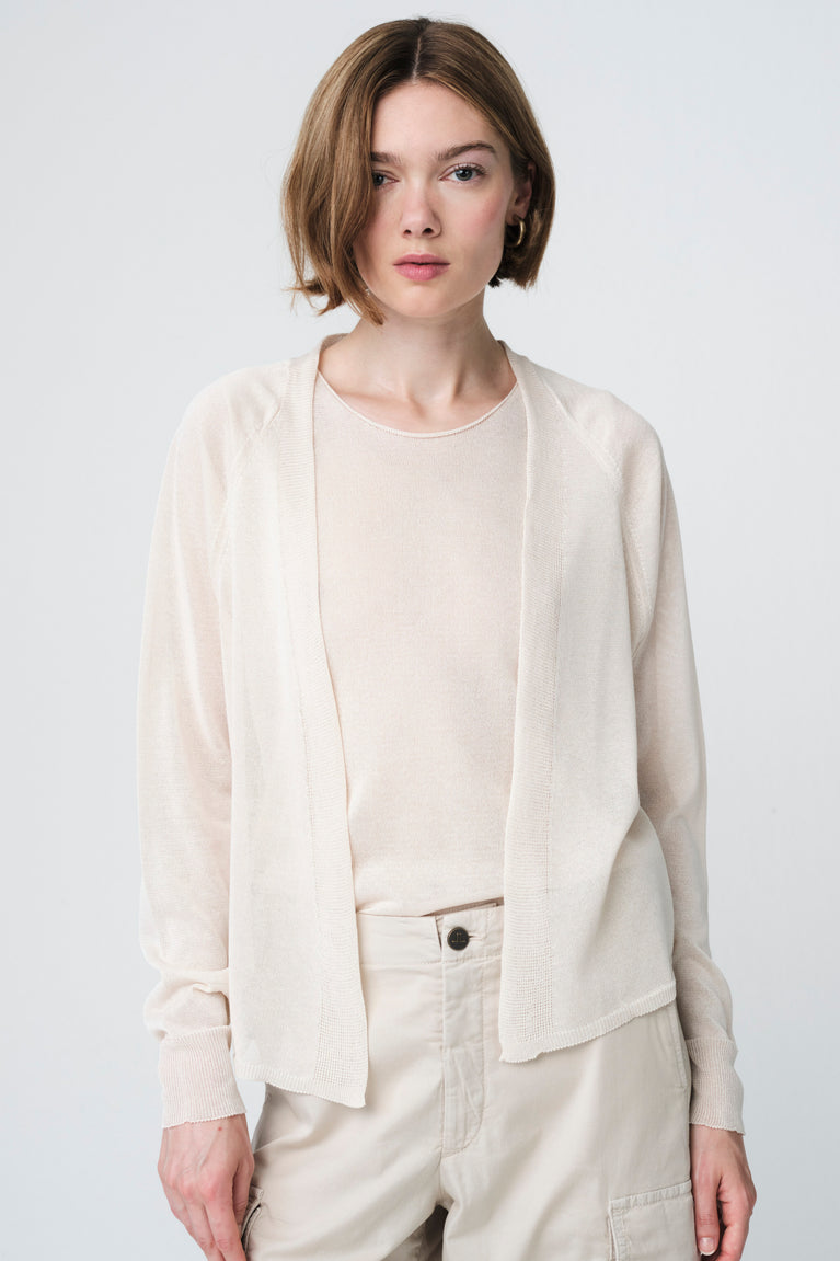 Fine Viscose Cardigan 26023 | Ecru