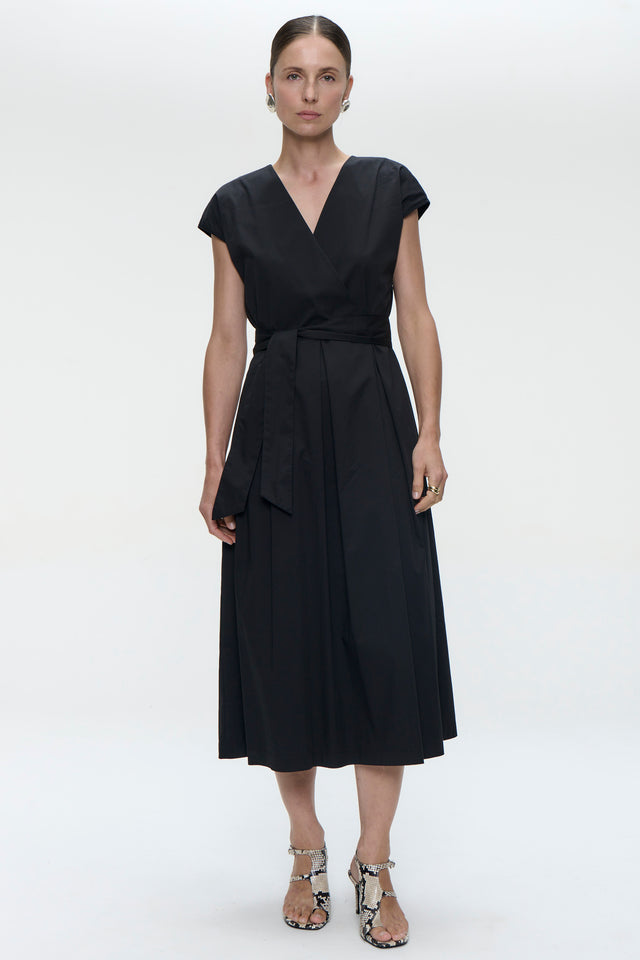 Poplin long dress 2945 | Black