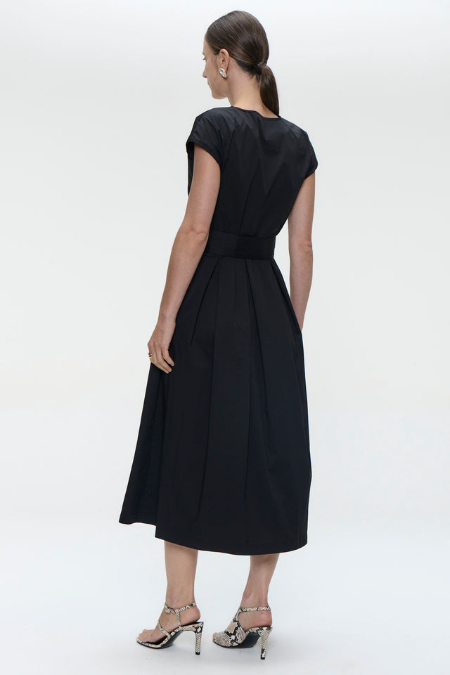 Poplin long dress 2945 | Black