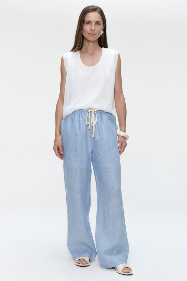 Folly linnen pants | Blue Melange