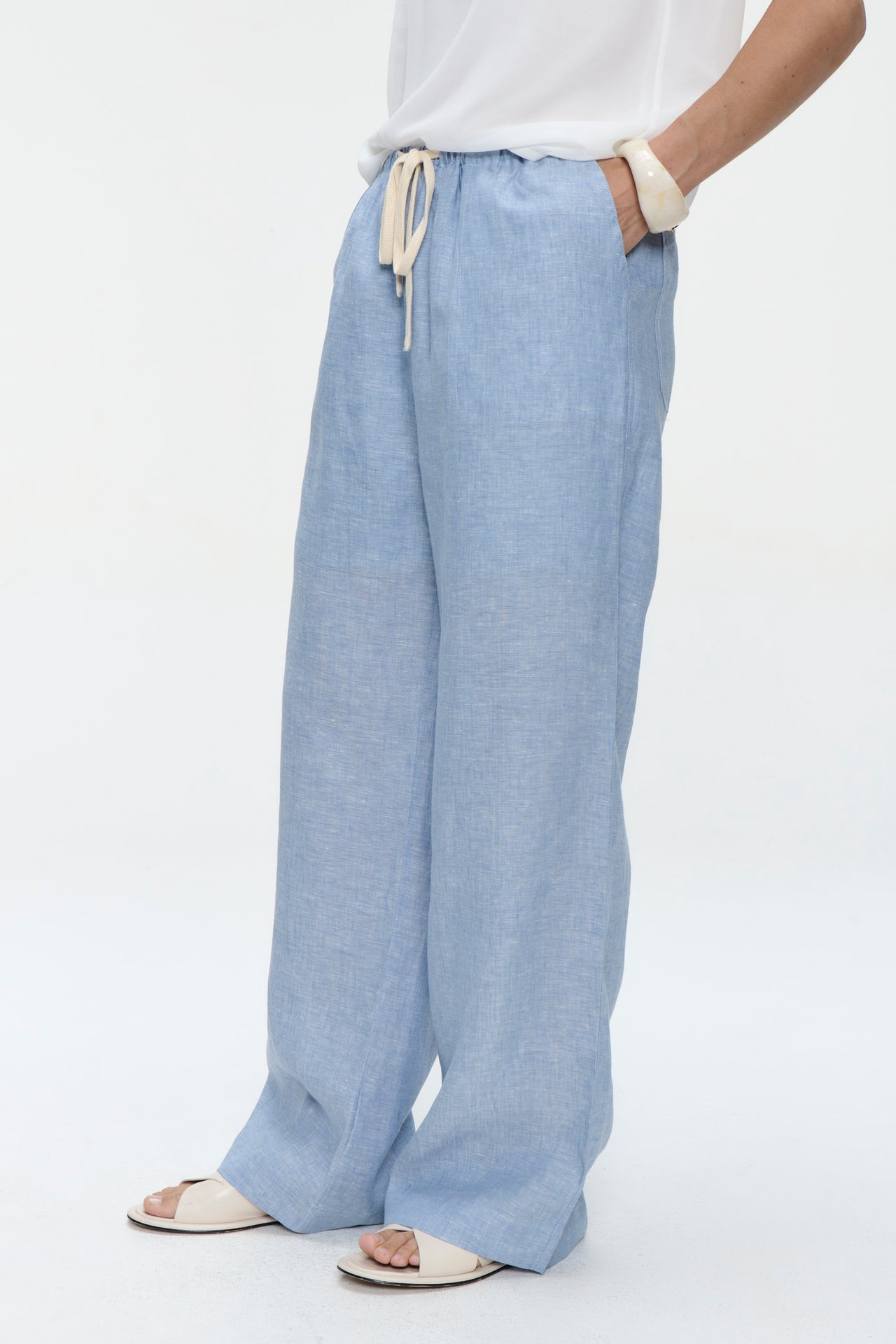 Folly linnen pants | Blue Melange