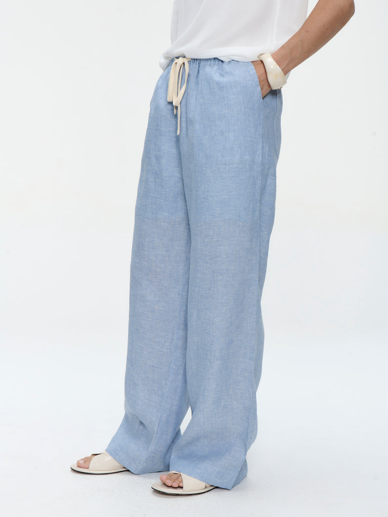 Folly linnen pants | Blue Melange