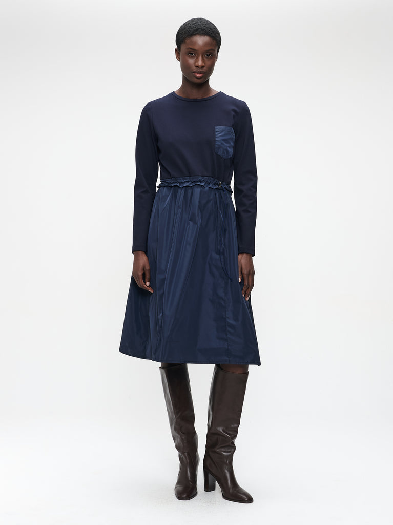 Ester mix cotton taffeta dress | Blue