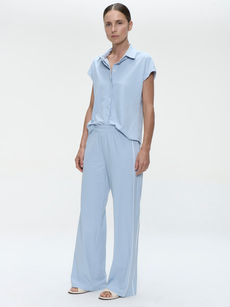 Wilma structure tech jersay blouse | Light Blue