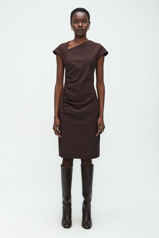 Georgia Dress Technical Jersey | Dark Brown