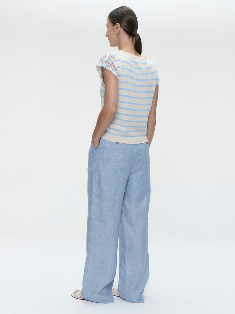 Top E26029 | Ecru Blue