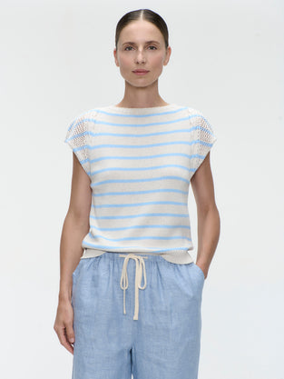 Top E26029 | Ecru Blue