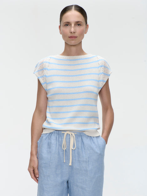 Top E26029 | Ecru Blue