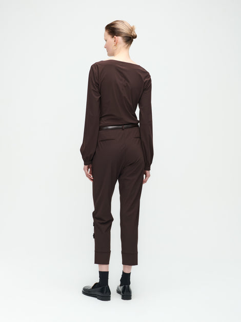 Nina Top Technical Jersey | Dark Brown