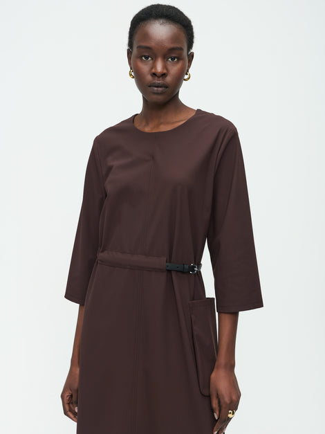 Marlou Dress Technical Jersey | Dark Brown