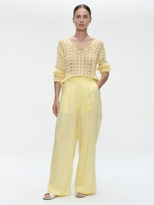 Hamako linnen mix pants | Yellow