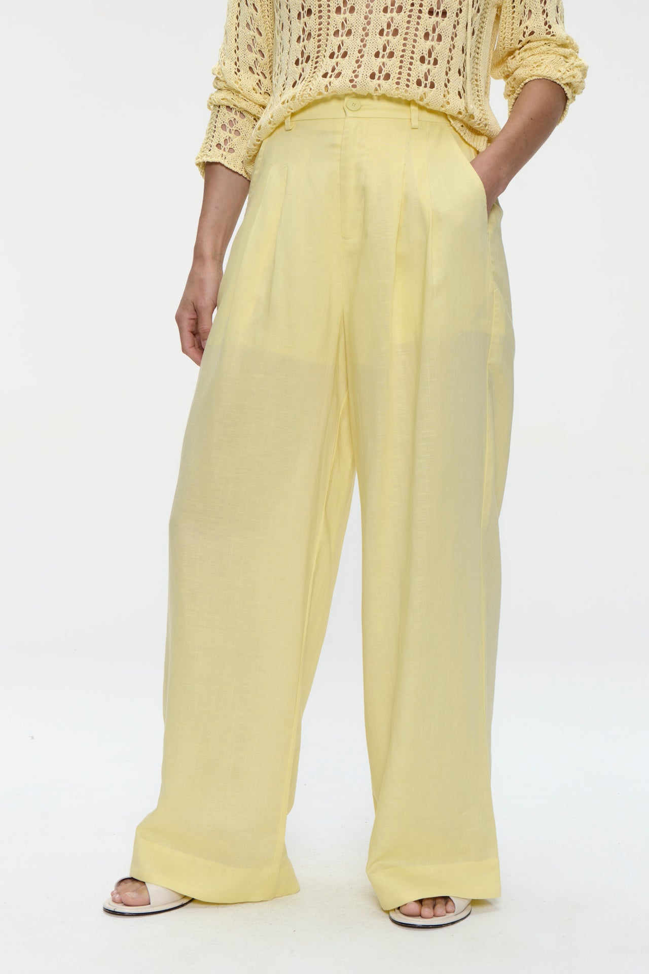 Hamako linnen mix pants | Yellow