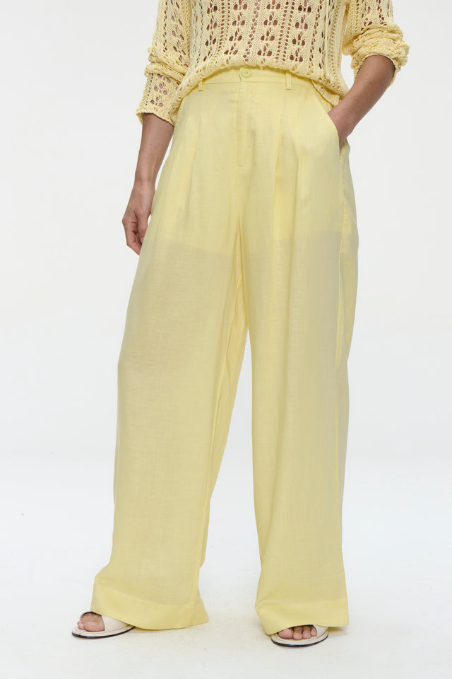 Hamako linnen mix pants | Yellow
