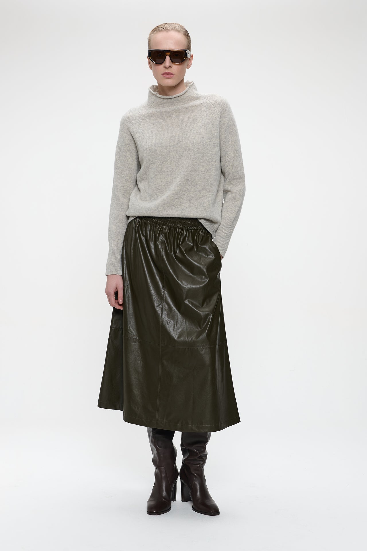 Nitty eco leather skirt | Army