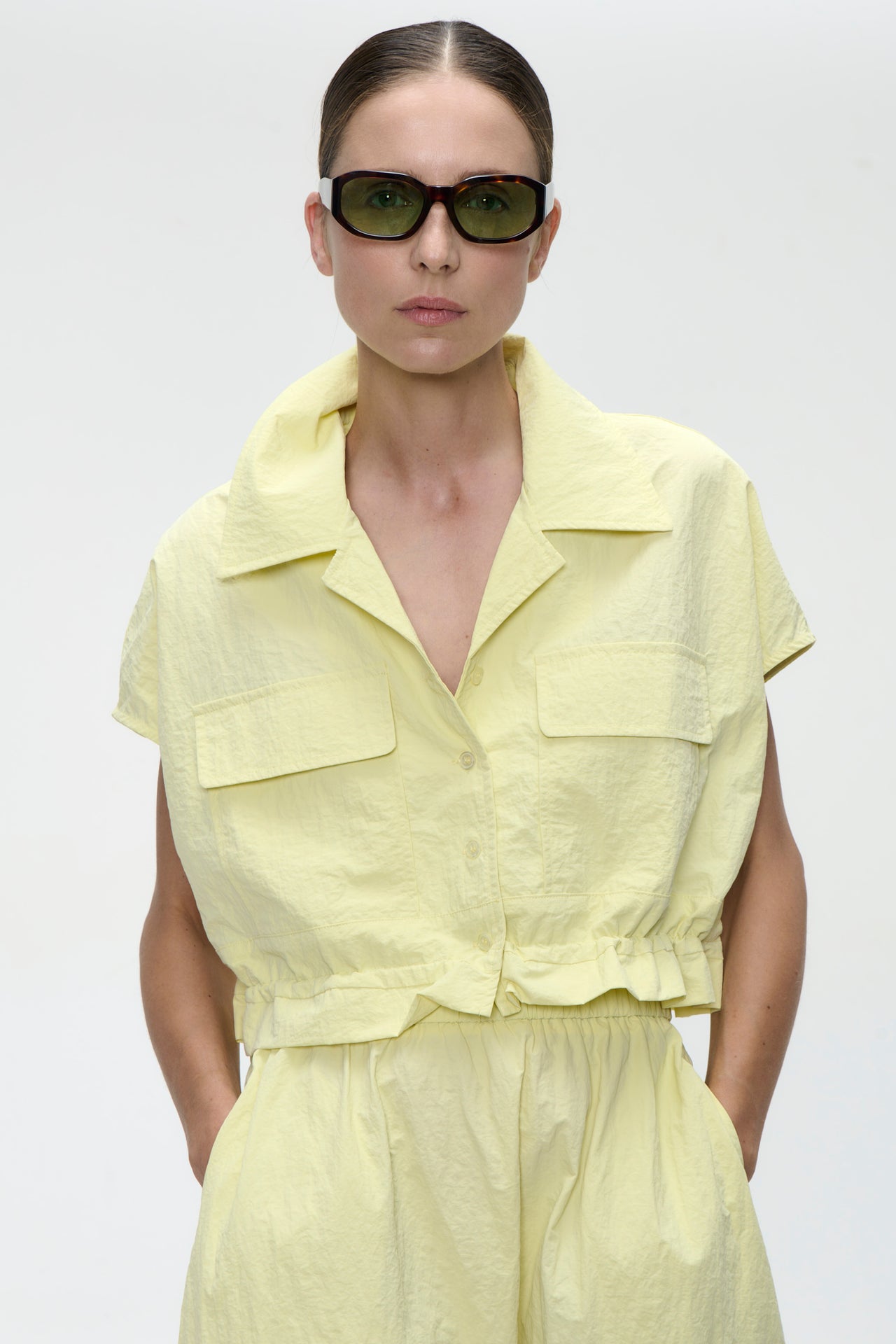 Chiko taffeta jacket | Yellow
