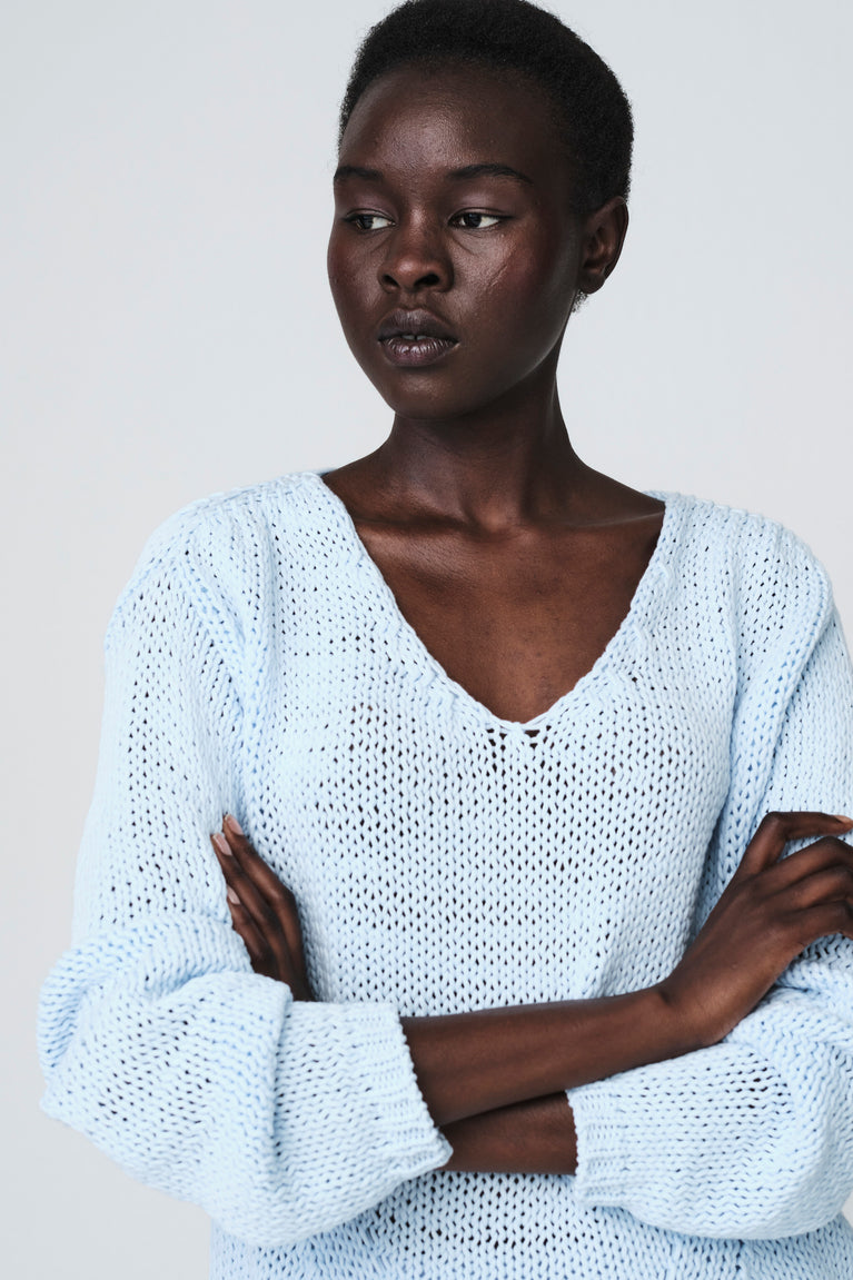 Fancy cotton Pullover E20197S | Light Blue