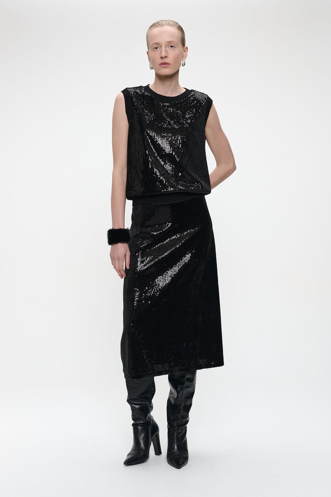 Pallino sequins top | Black