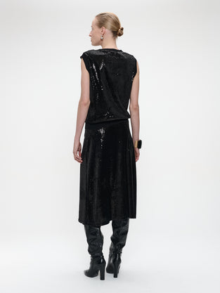 Pallina sequins skirt | Black