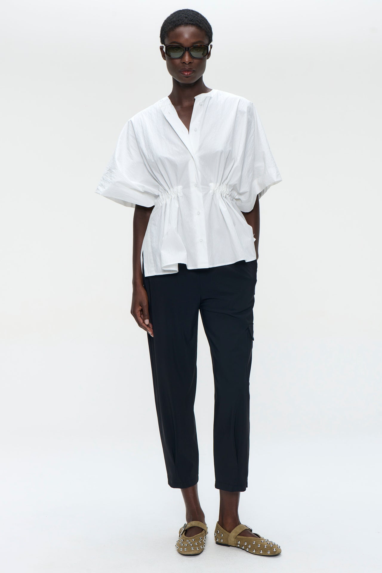 Hiroko cotton mix blouse | White