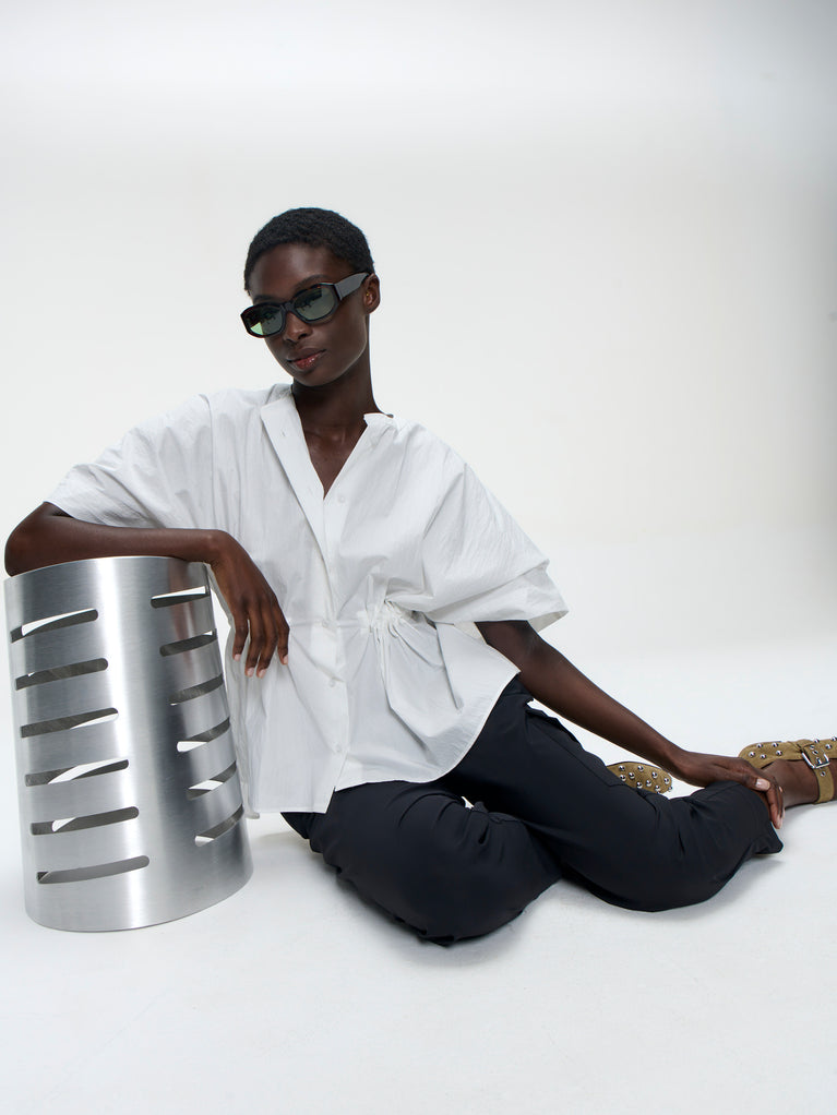 Hiroko cotton mix blouse | White