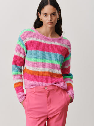 Stripe PU pullover | Multi