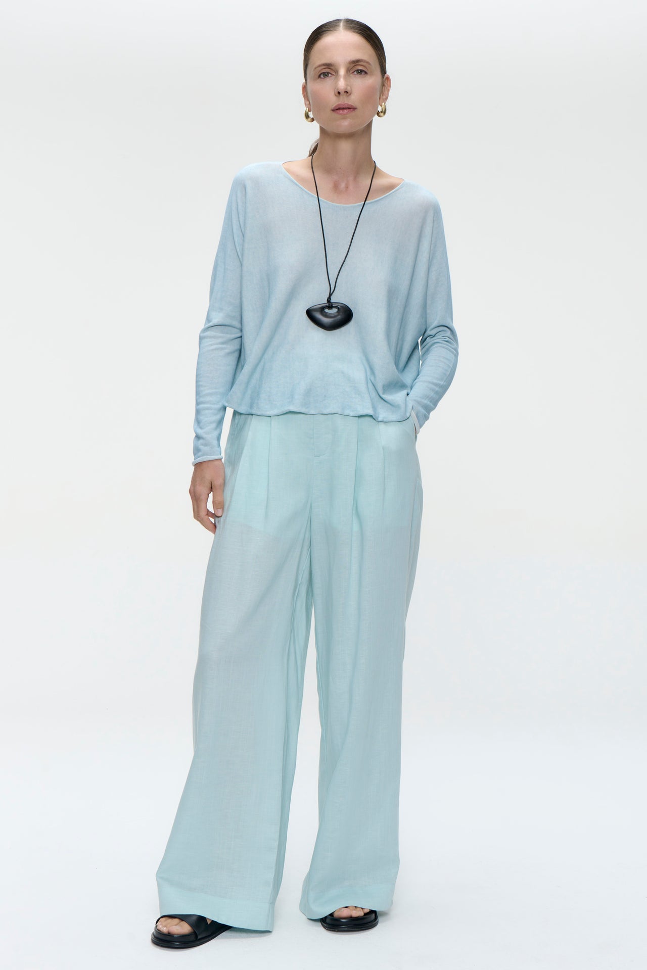 Pullover cotton dyed 3404 | Pastel Blue