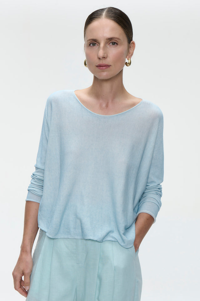 Pullover cotton dyed 3404 | Pastel Blue