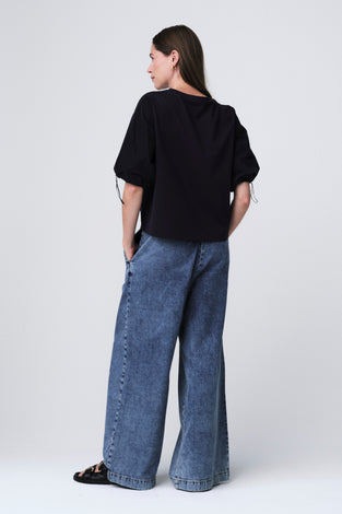 Pamela jersay/tafeta mix blouse | Blue