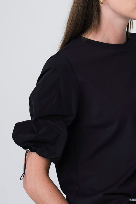 Pamela jersay/tafeta mix blouse | Blue