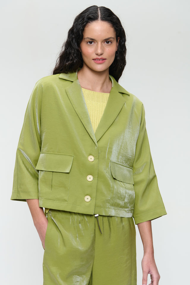 Luciana shiny viscose blazer | Lime