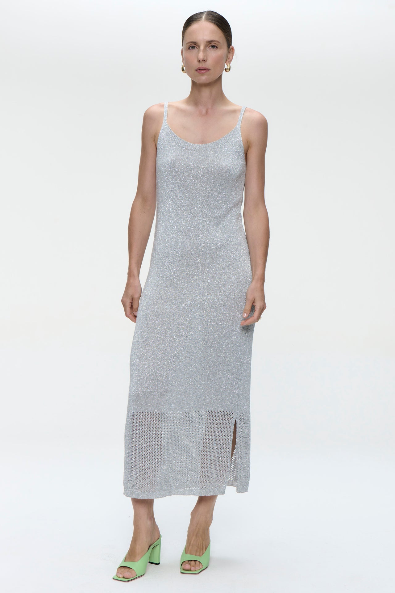 Knit Viscose lurex Dress E23107R | Silver