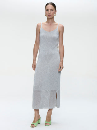 Knit Viscose lurex Dress E23107R | Silver
