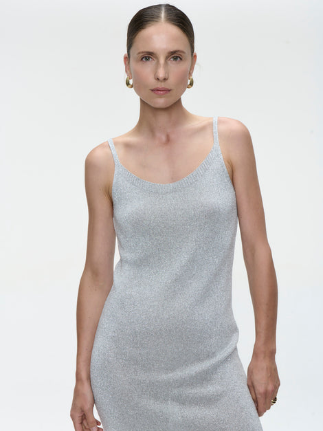 Knit Viscose lurex Dress E23107R | Silver