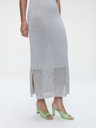 Knit Viscose lurex Dress E23107R | Silver