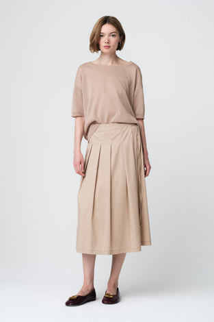 Poplin dubbel mid skirt | Sabbia