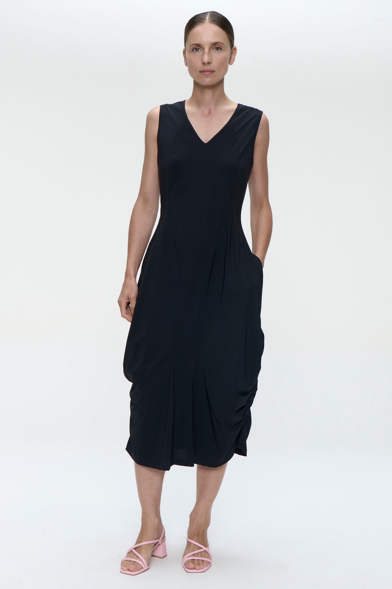 Ria WS strech technical jersey dress | Black