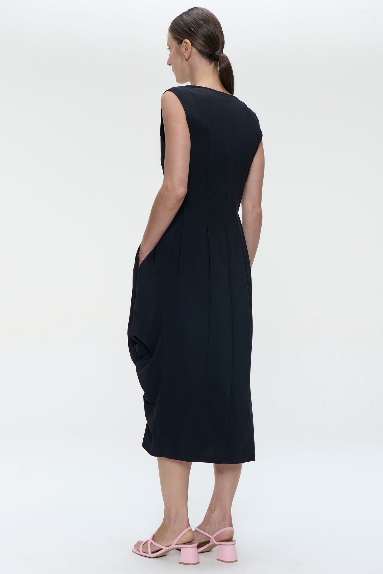 Ria WS strech technical jersey dress | Black