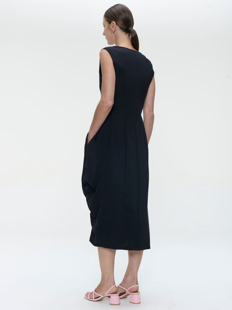 Ria WS strech technical jersey dress | Black
