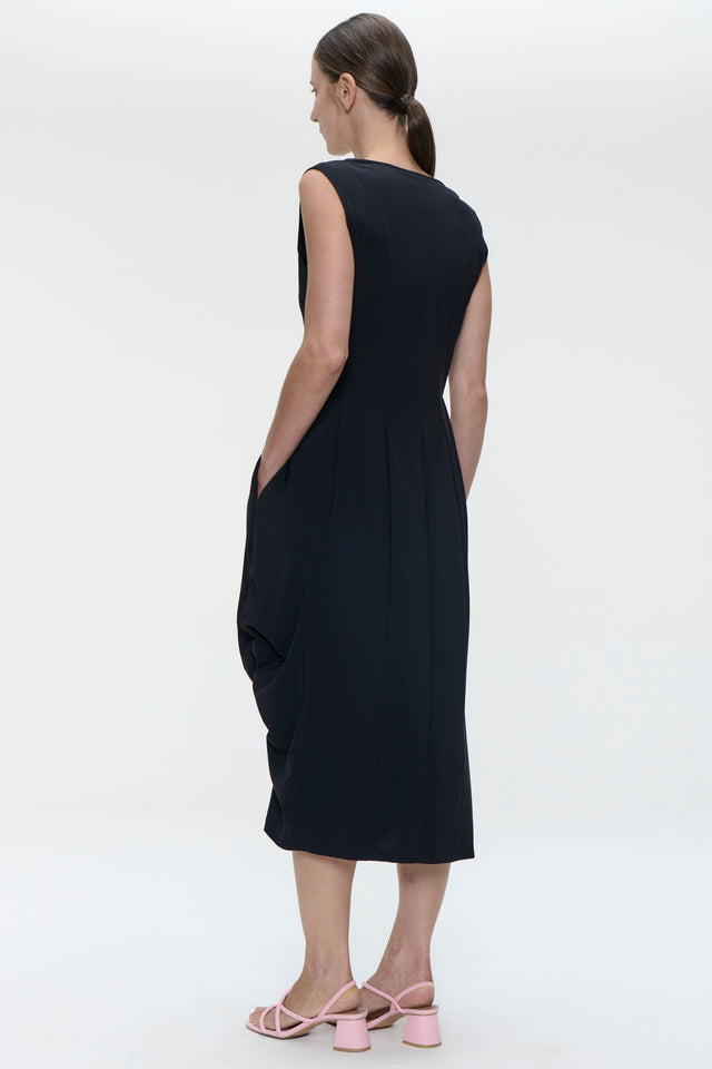 Ria WS strech technical jersey dress | Black
