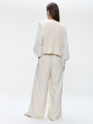 Takara linen mix pants | Champagne