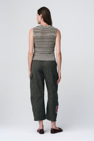 Twill utility embroidery pants | Khaki