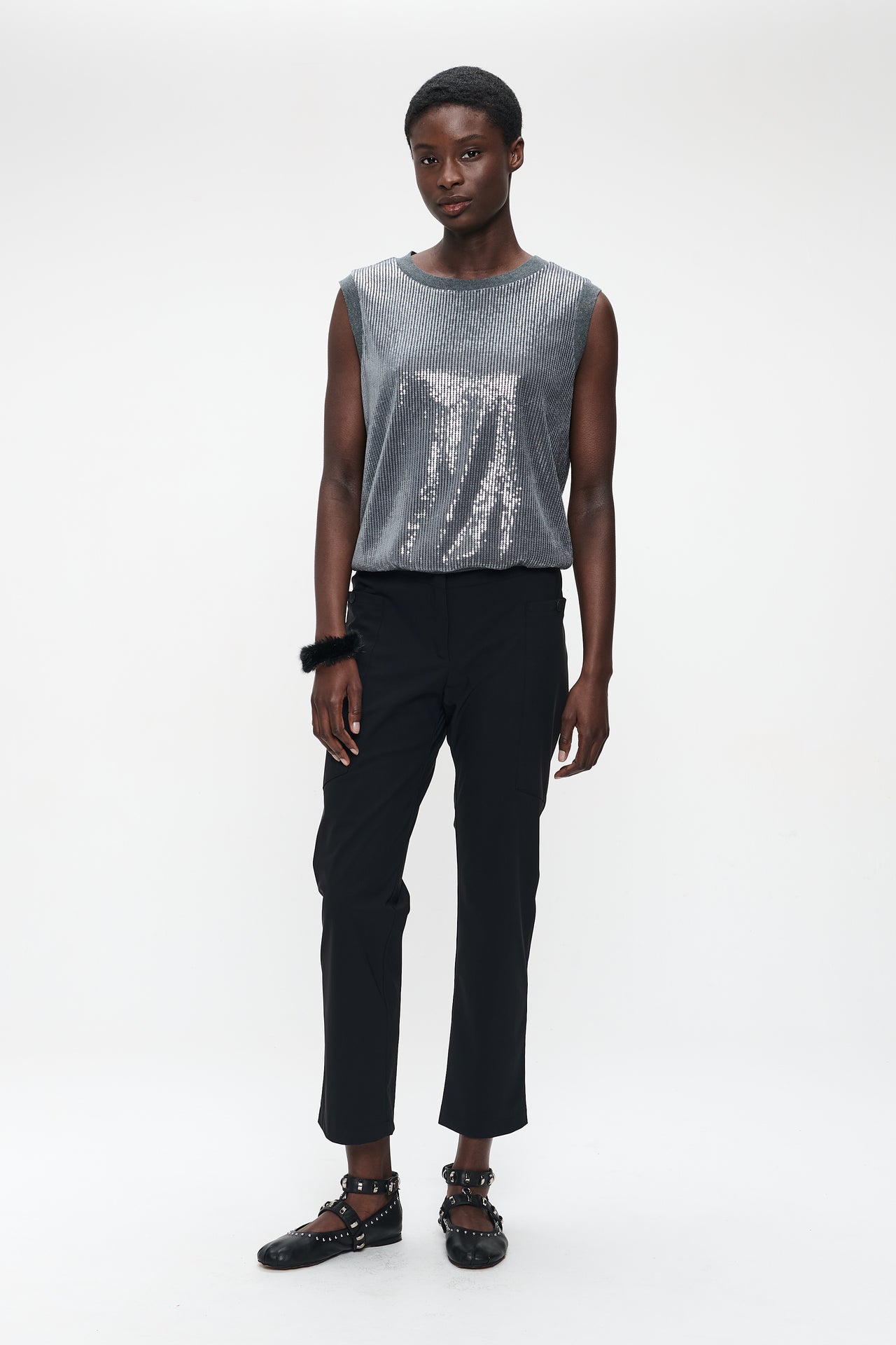 Pallino sequins top | Silver