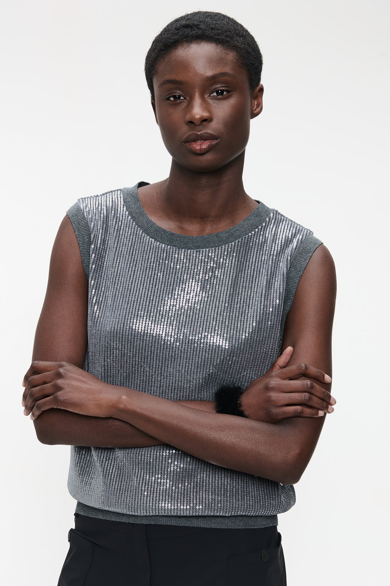Pallino sequins top | Silver