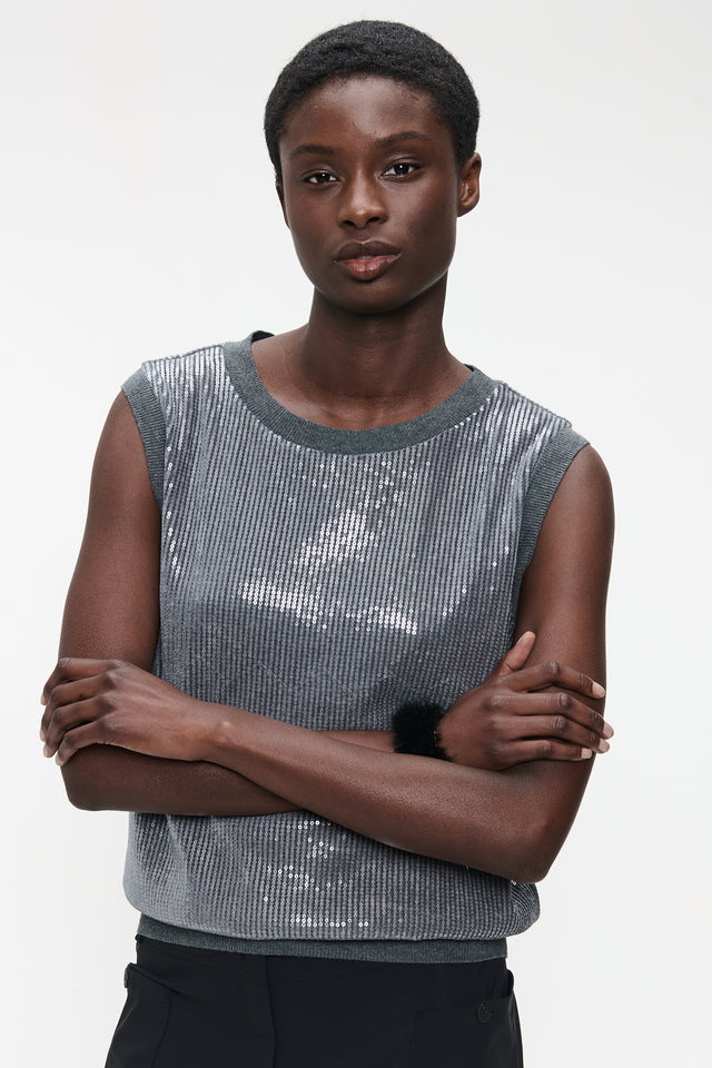 Pallino sequins top | Silver